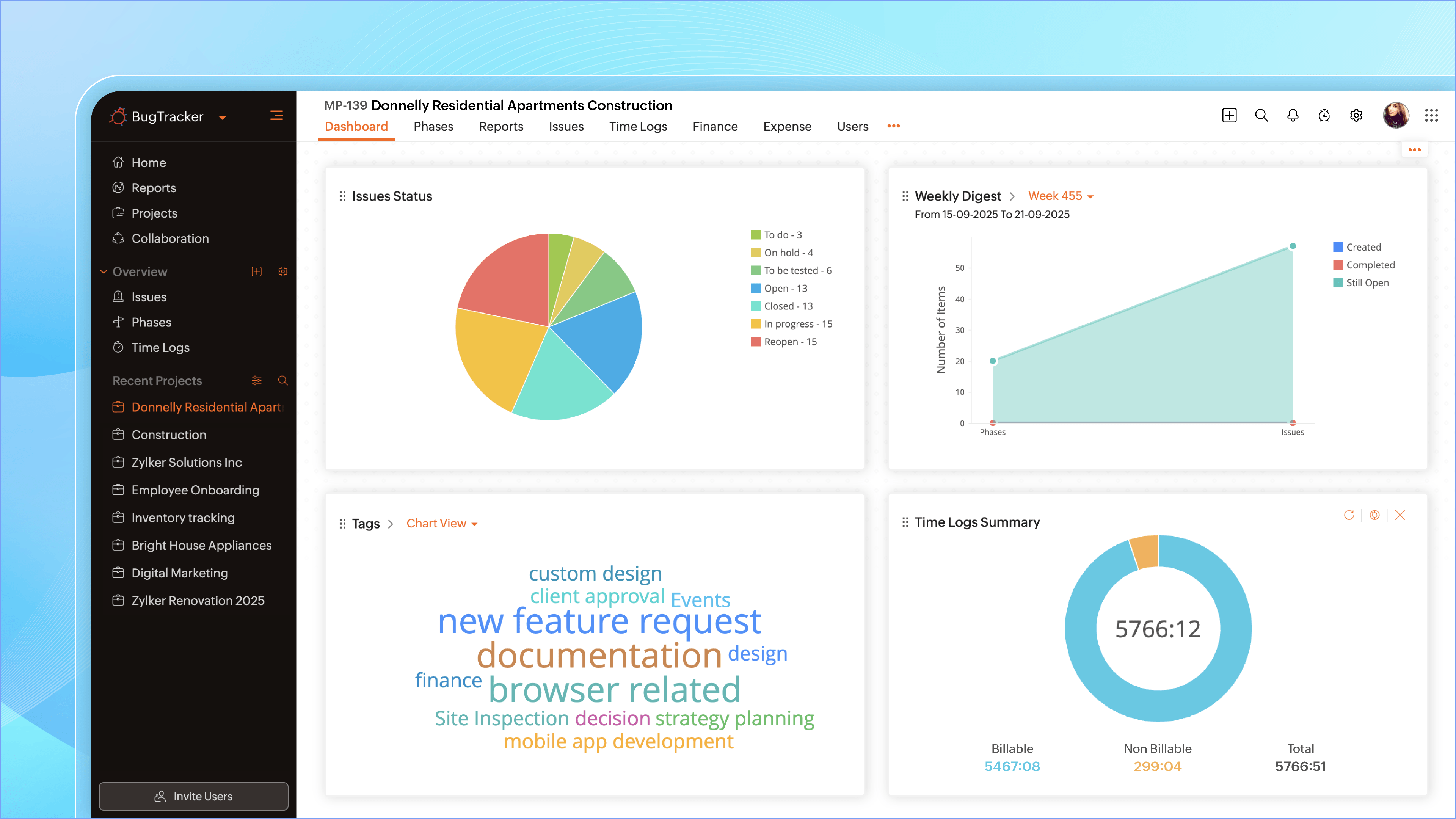 screenshot of Zoho BugTracker